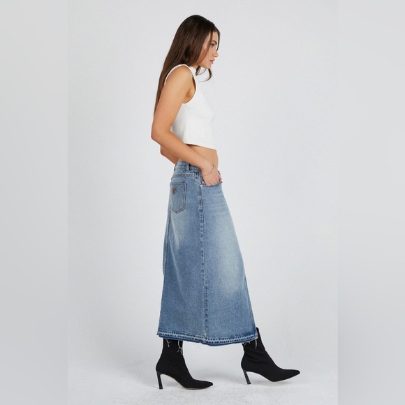 ABRAND Jeans Denim Maxi Skirt Blue ‘99 Low Skirt Y2K Sample NWT Women Size 26” - Picture 3 of 10